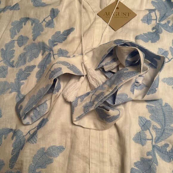 NWT - AUGUST blue and white lemon dress with sash. Size M/L - Picture 8 of 17